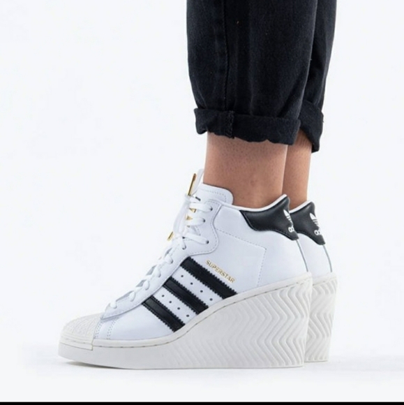 NWT adidas Originals Superstar Ellure Wedge Shoes sneakers white size 6.5